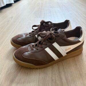 Gola Chocolate Brown Suede and White Sneakers